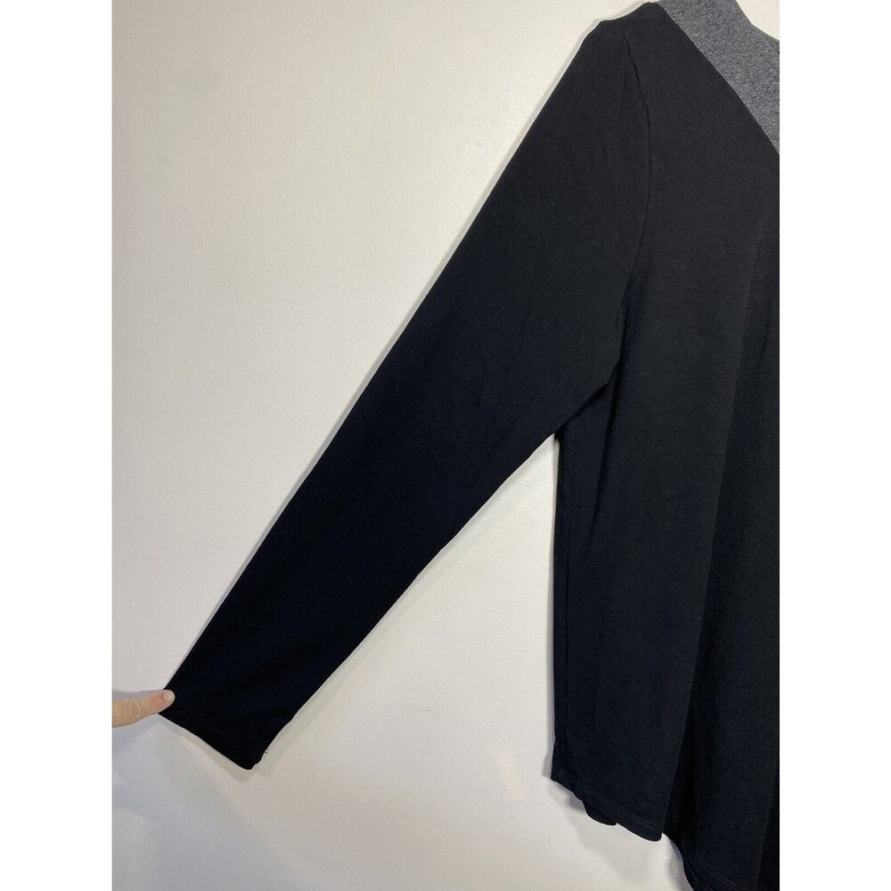 Karen Kane Top MEDIUM Black Gray Diagonal Asymmetric Long Sleeve - Picture 2 of 6
